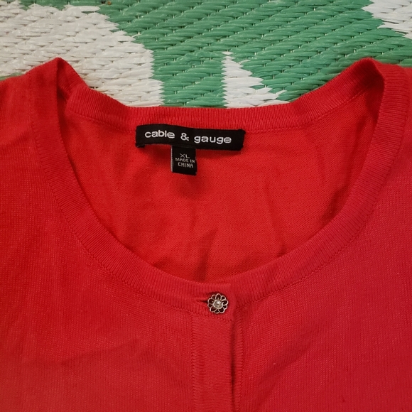 Cable&gauge cardigan 3/4 sleeves Sweater size XL - Picture 2 of 4